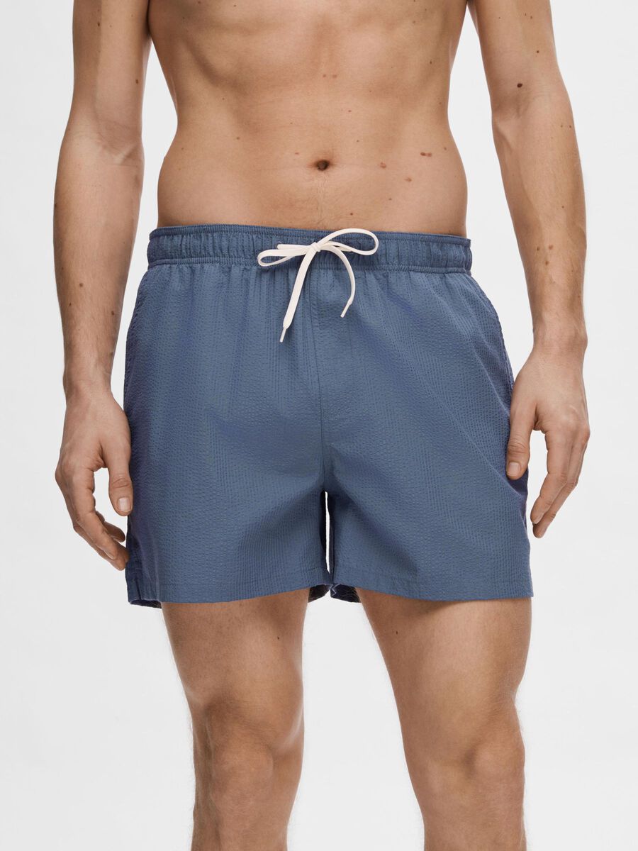 Product tile image - SEERSUCKER SWIM SHORTS, Bering Sea | 16089429_BeringSea