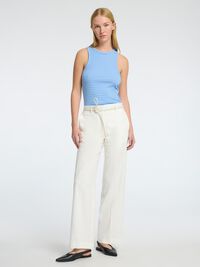 TAILORED WIDE-LEG TROUSERS, Bright White, highres