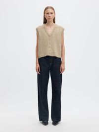 WOOL BLEND KNITTED VEST, Island Fossil, highres