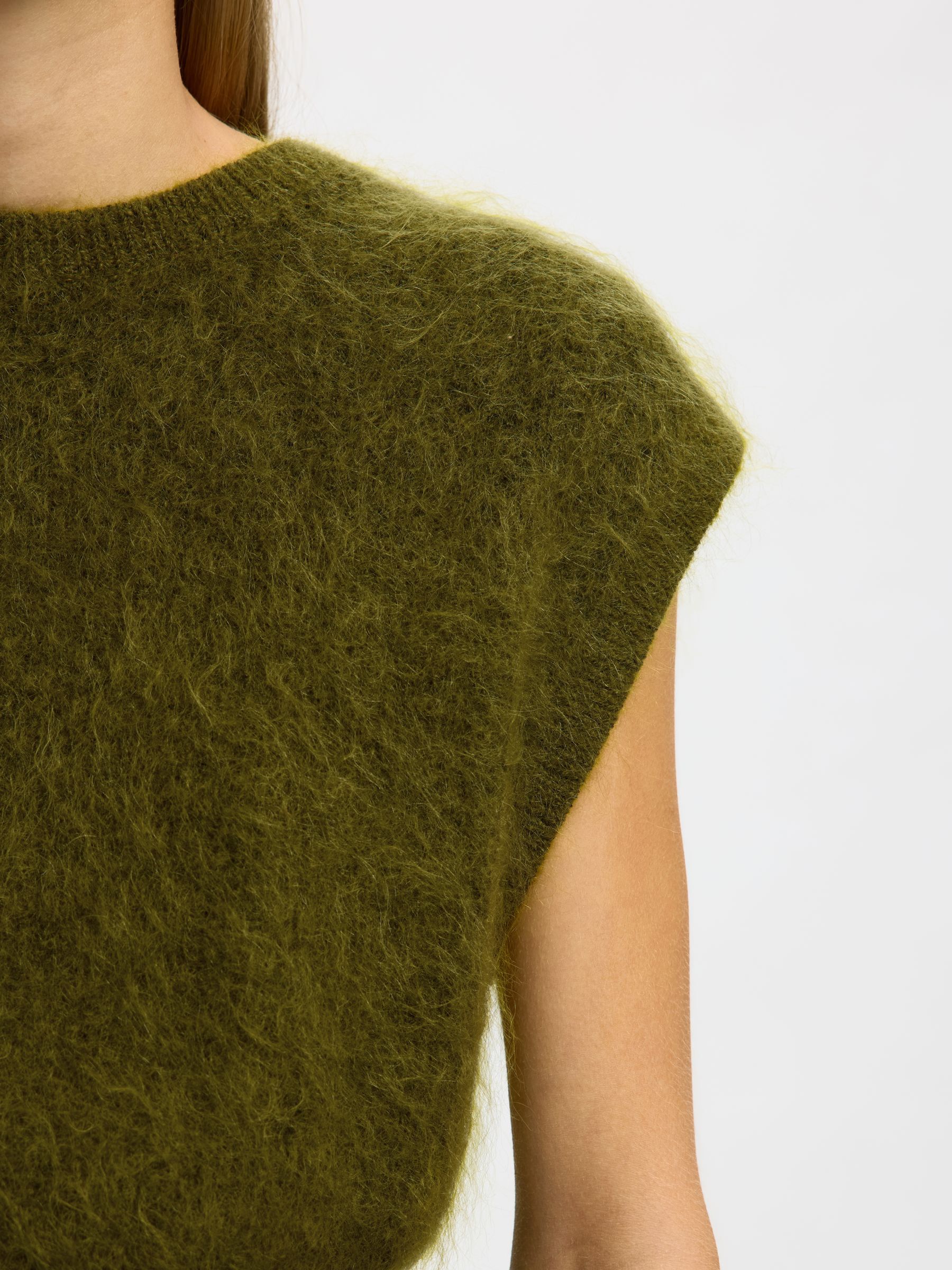 MOHAIR BLEND KNITTED VEST, Avocado, highres