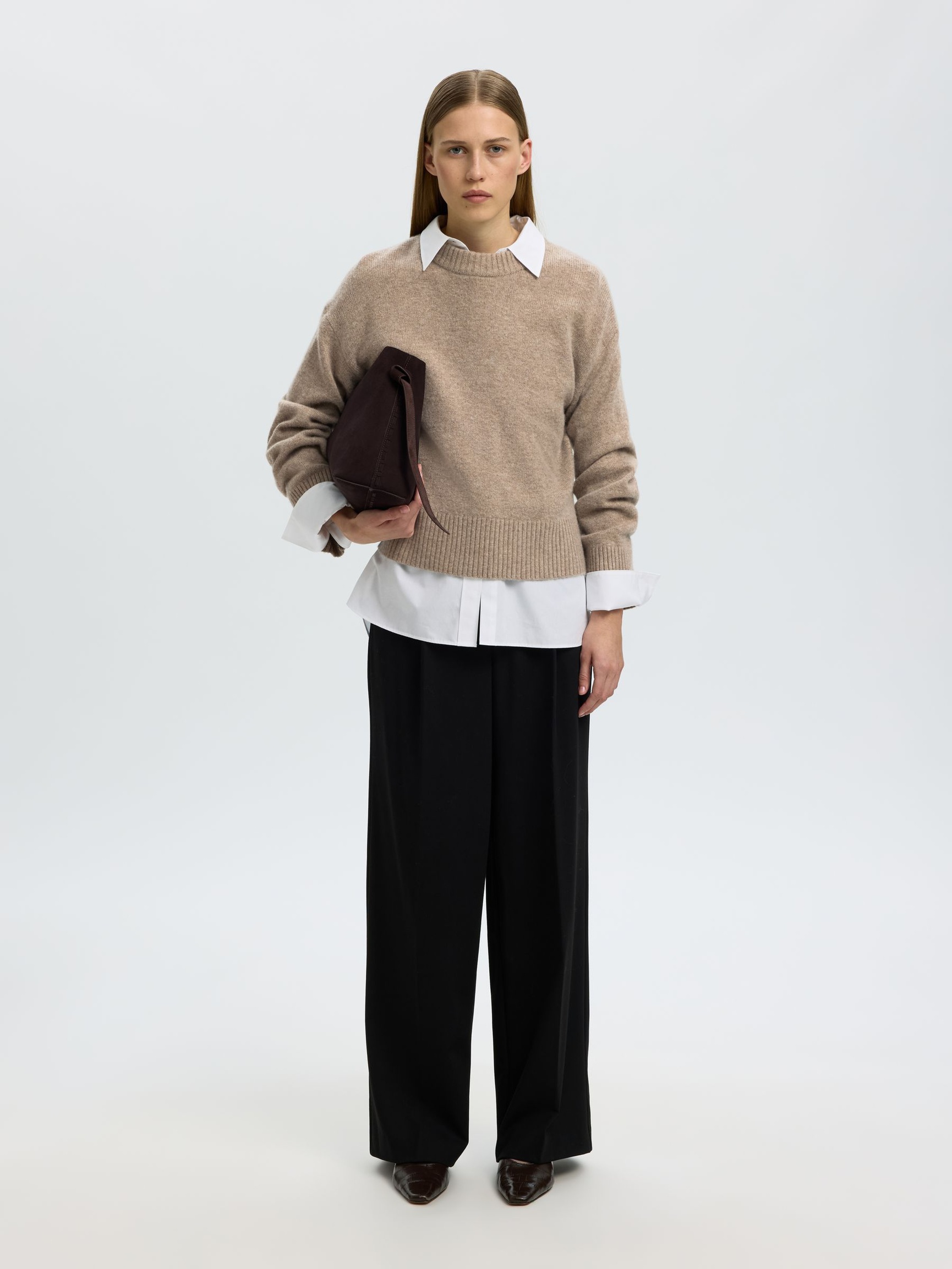 CASHMERE-BLANDING PULLOVER, Irish Cream, highres
