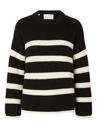 STRIPED KNITTED JUMPER, Black, highres