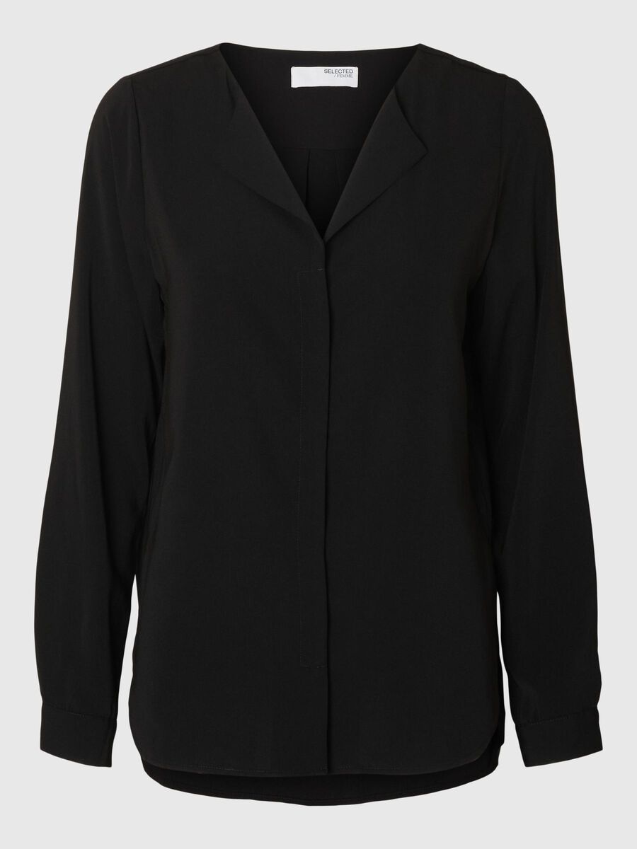 Selected LANGE MOUWEN OVERHEMD, Black, highres - 16095536_Black_001.jpg