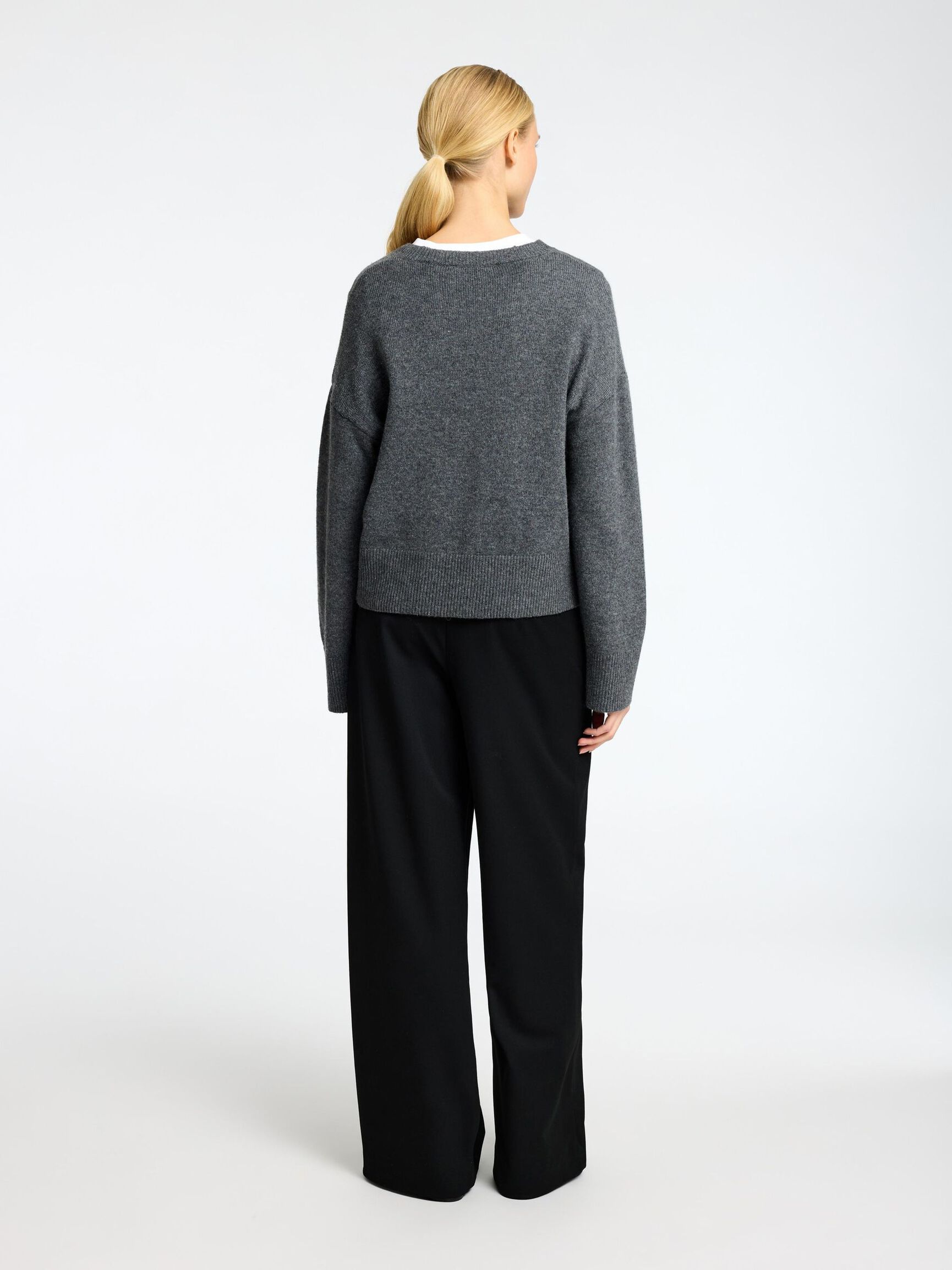 LØS PASSFORM ULLBLANDING GENSER, Medium Grey Melange, highres