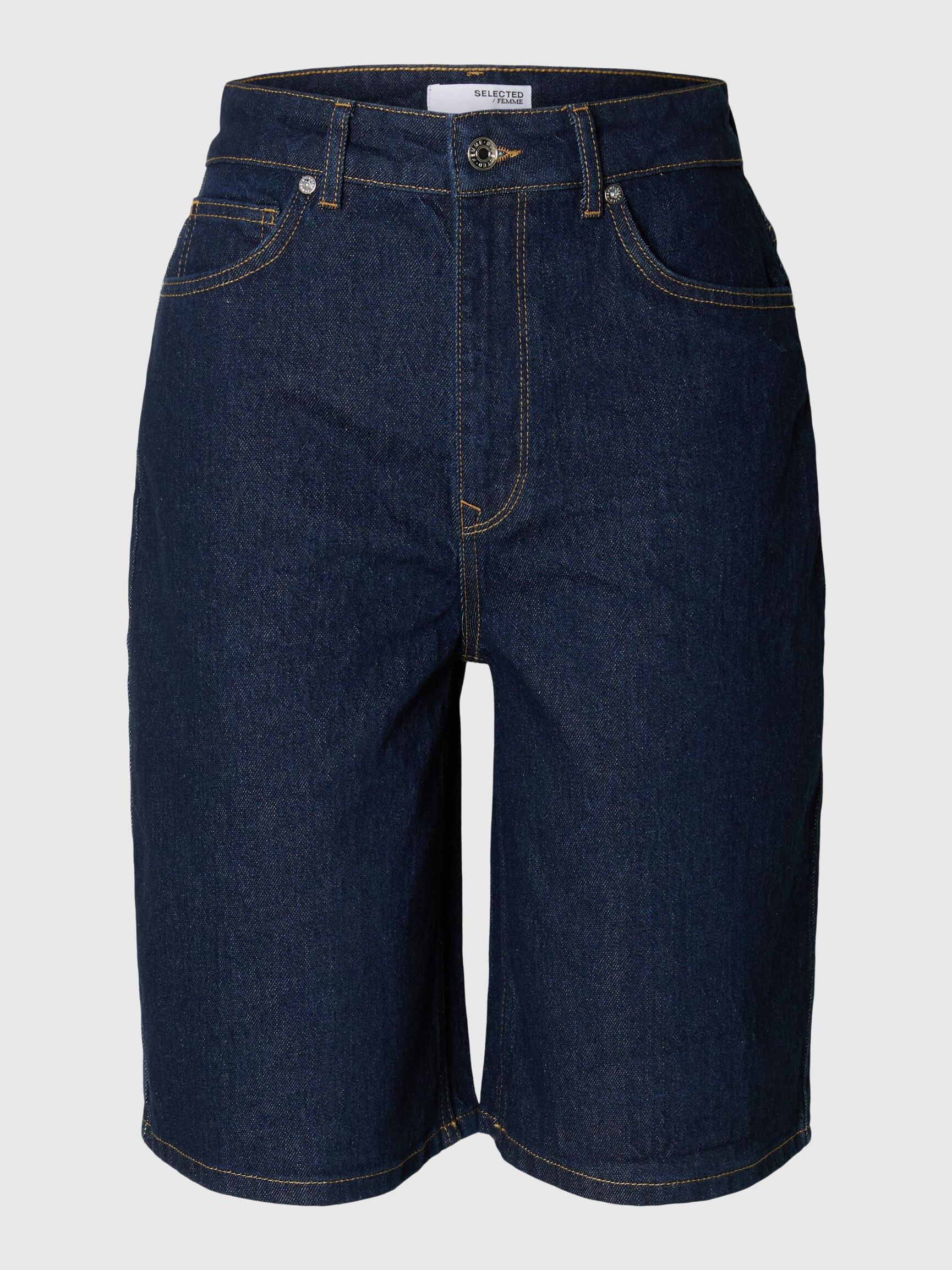 DENIM BERMUDA SHORTS, Dark Blue Denim, highres
