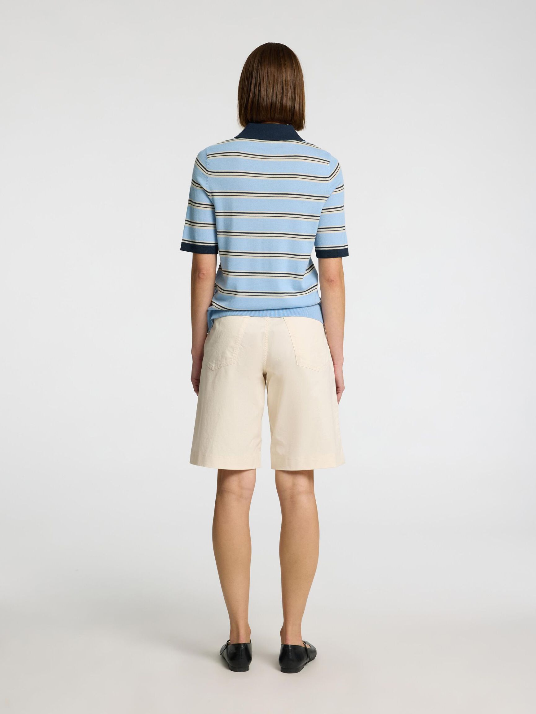 100% MERINOULD STRIKKET POLOSHIRT, Cerulean, highres