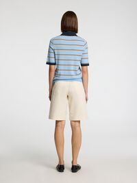 100% MERINOULD STRIKKET POLOSHIRT, Cerulean, highres