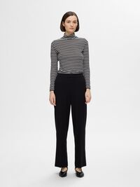STRIBET TOP MED LANGE ÆRMER, Black, highres