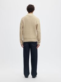 ORGANIC COTTON HALF-ZIP JUMPER, Oatmeal, highres