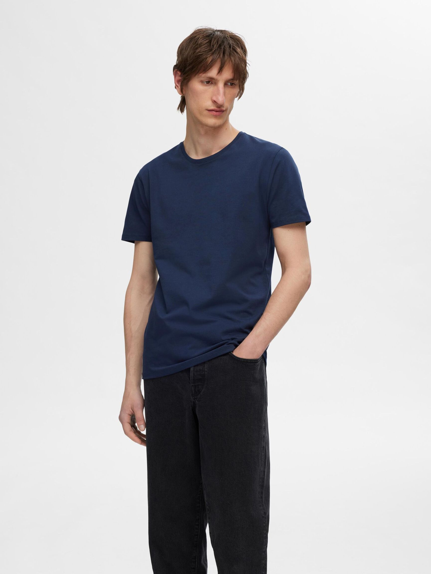 3-PACK COTTON T-SHIRT, Navy Blazer, highres