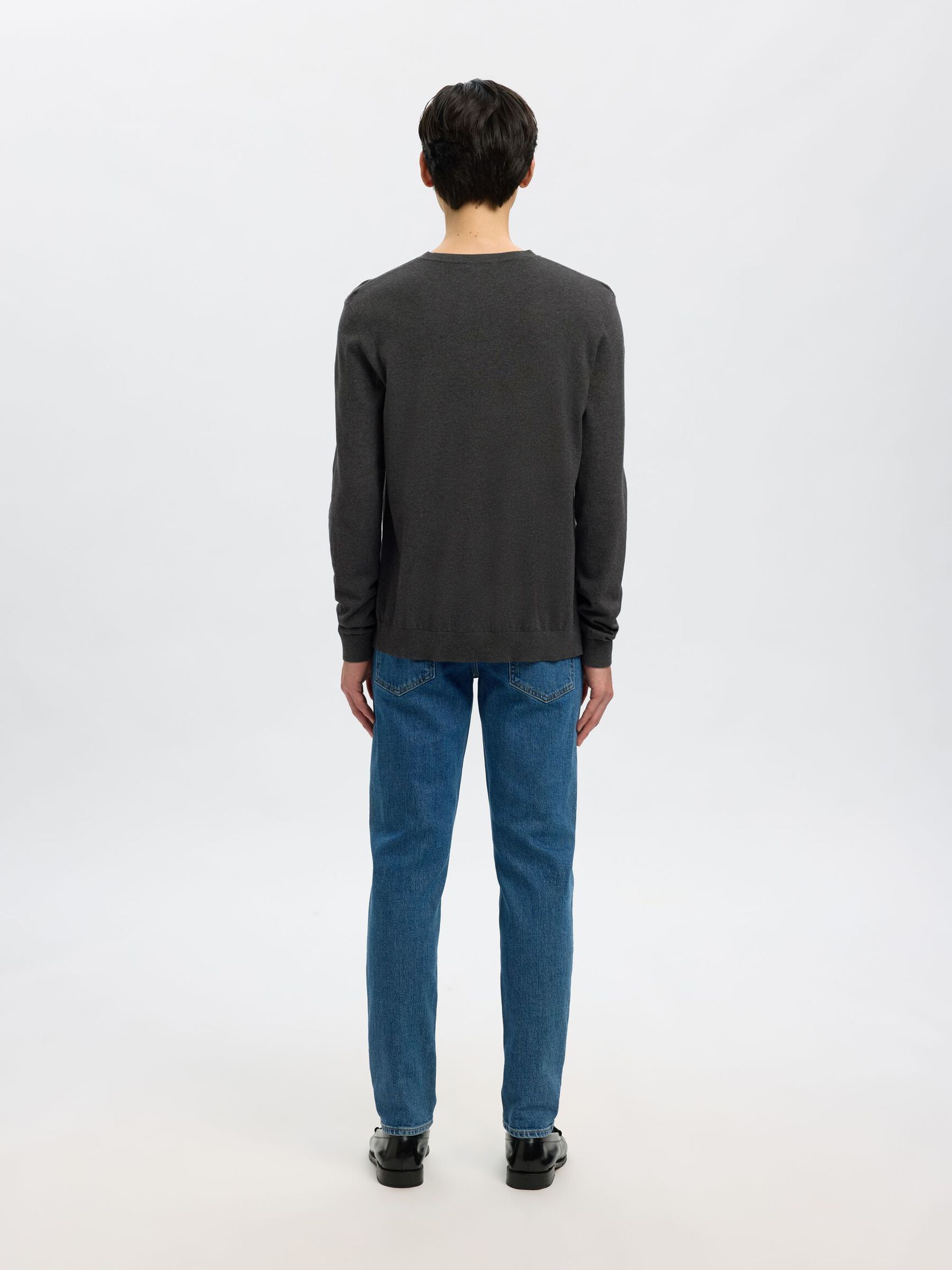 LONG-SLEEVED KNITTED JUMPER, Antracit, highres