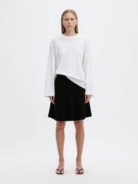 BRUSHED KNITTED SKIRT, Black, highres