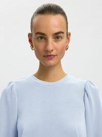 PUFF SLEEVE SWEATSHIRT, Cashmere Blue, highres