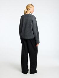 ULDBLANDING STRIKKET CARDIGAN, Medium Grey Melange, highres