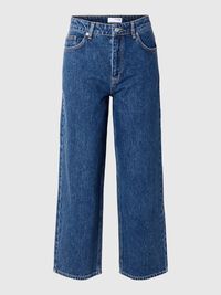 CROPPED STRAIGHT FIT JEANS, Medium Blue Denim, highres
