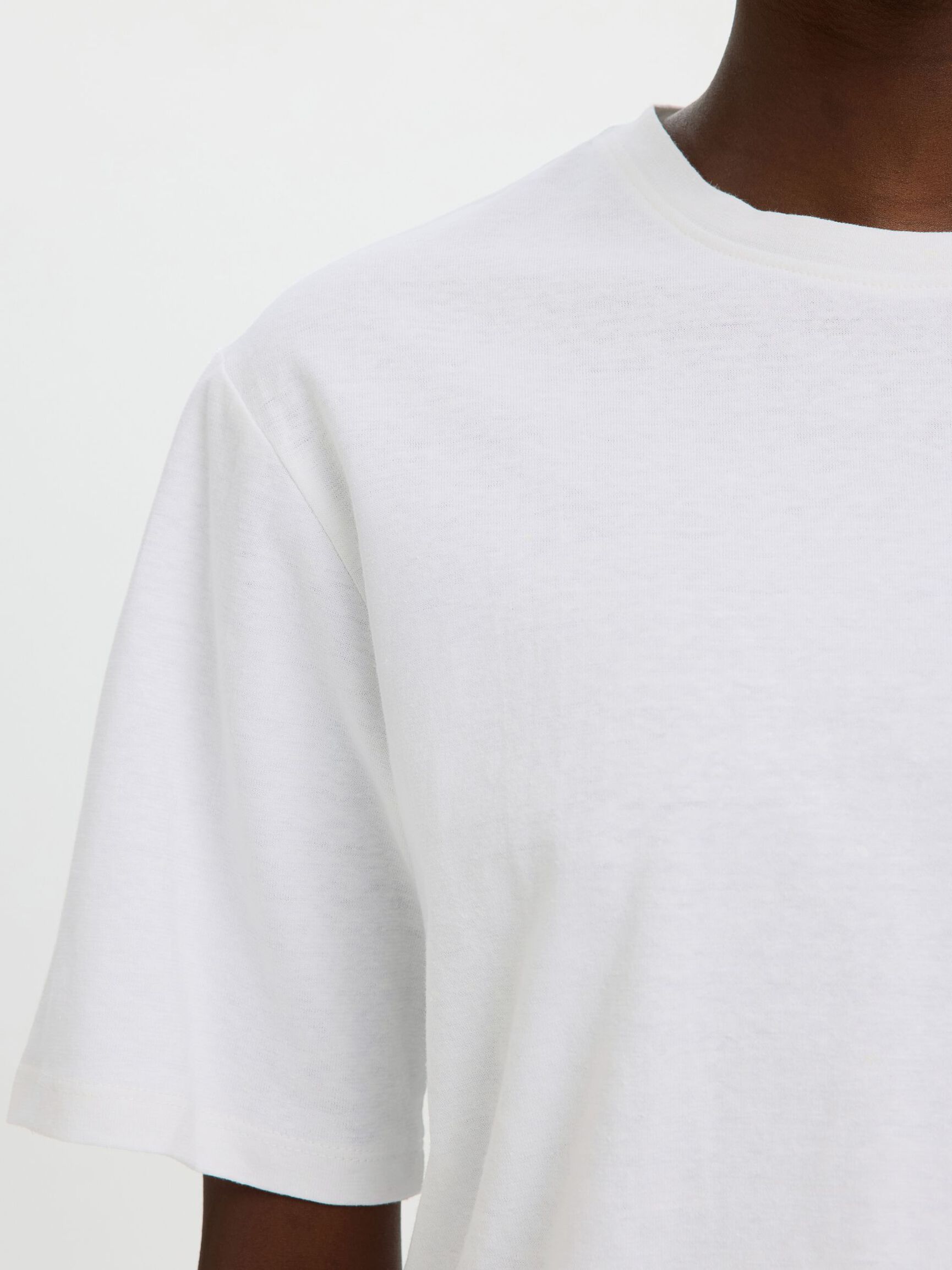 LINEN BLEND T-SHIRT, Bright White, highres