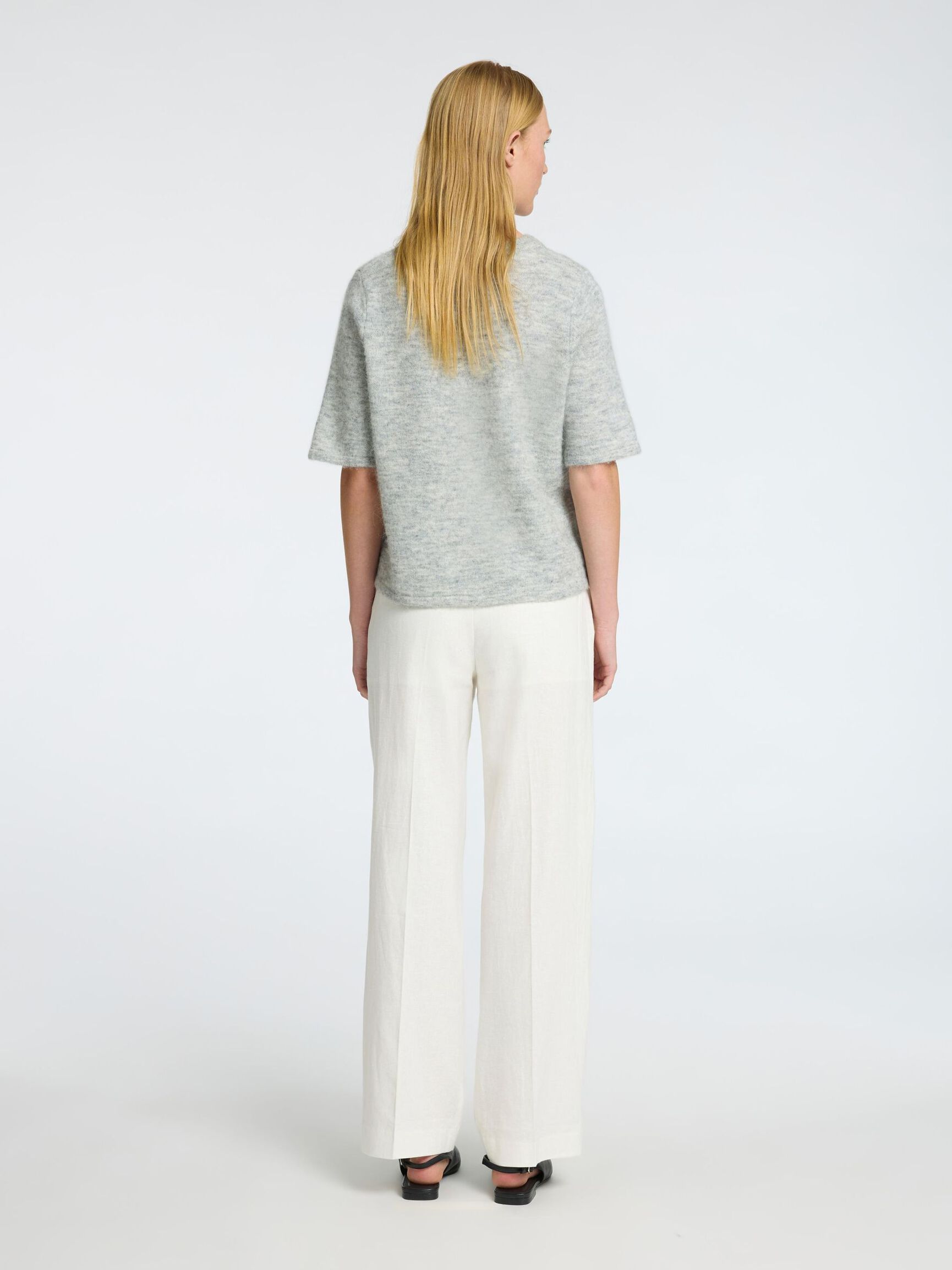 ULLBLANDNING KORTÄRMAD KOFTA, Light Grey Melange, highres