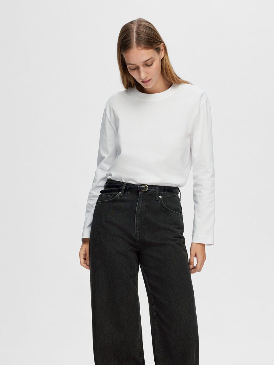 Selected LONG-SLEEVED BOXY T-SHIRT, Bright White, highres - 16092523_BrightWhite_003.jpg
