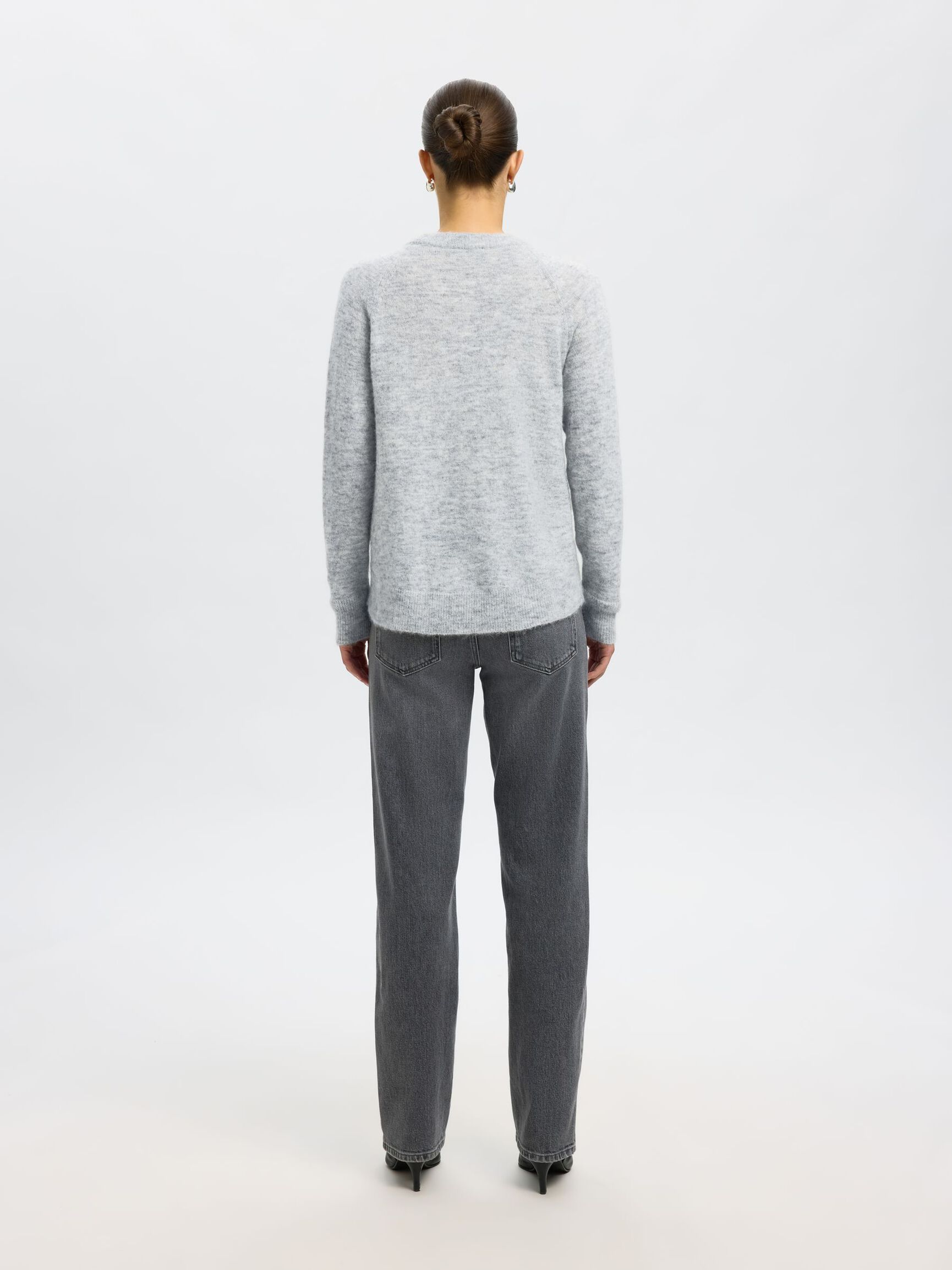 WOOL BLEND JUMPER, Light Grey Melange, highres