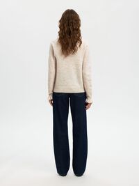 WOOL BLEND RUFFLED SLEEVE PULLOVER, Birch, highres