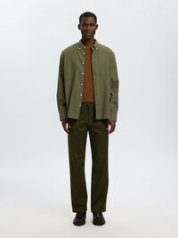 COTTON LONG SLEEVED SHIRT, Vetiver, highres