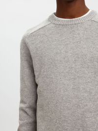 CREW NECK KNITTED JUMPER, Medium Grey Melange, highres