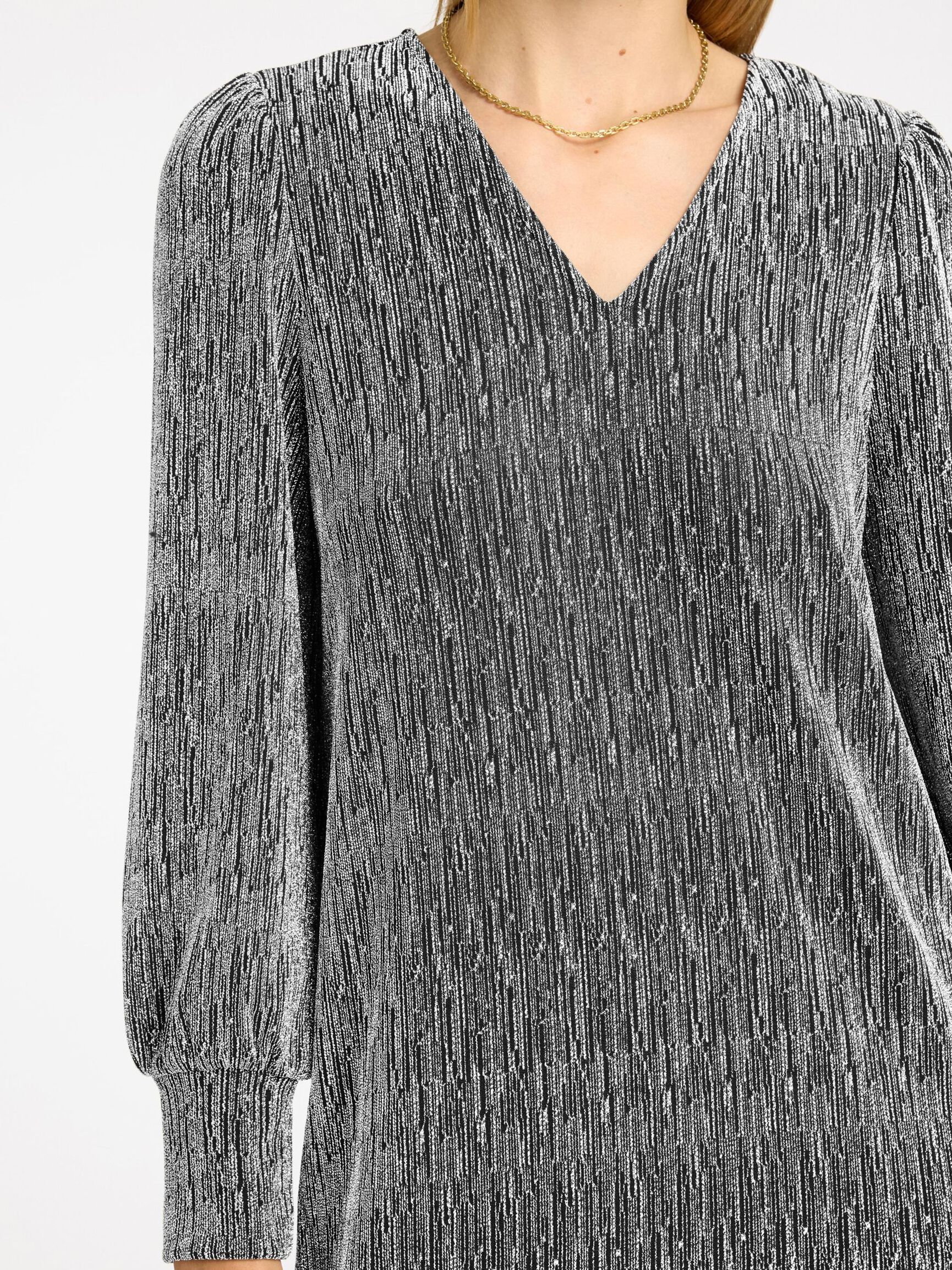 GLITTERY MINI DRESS, Black, highres