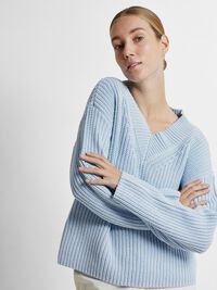 V-AUSSCHNITT STRICKPULLOVER, Cashmere Blue, highres