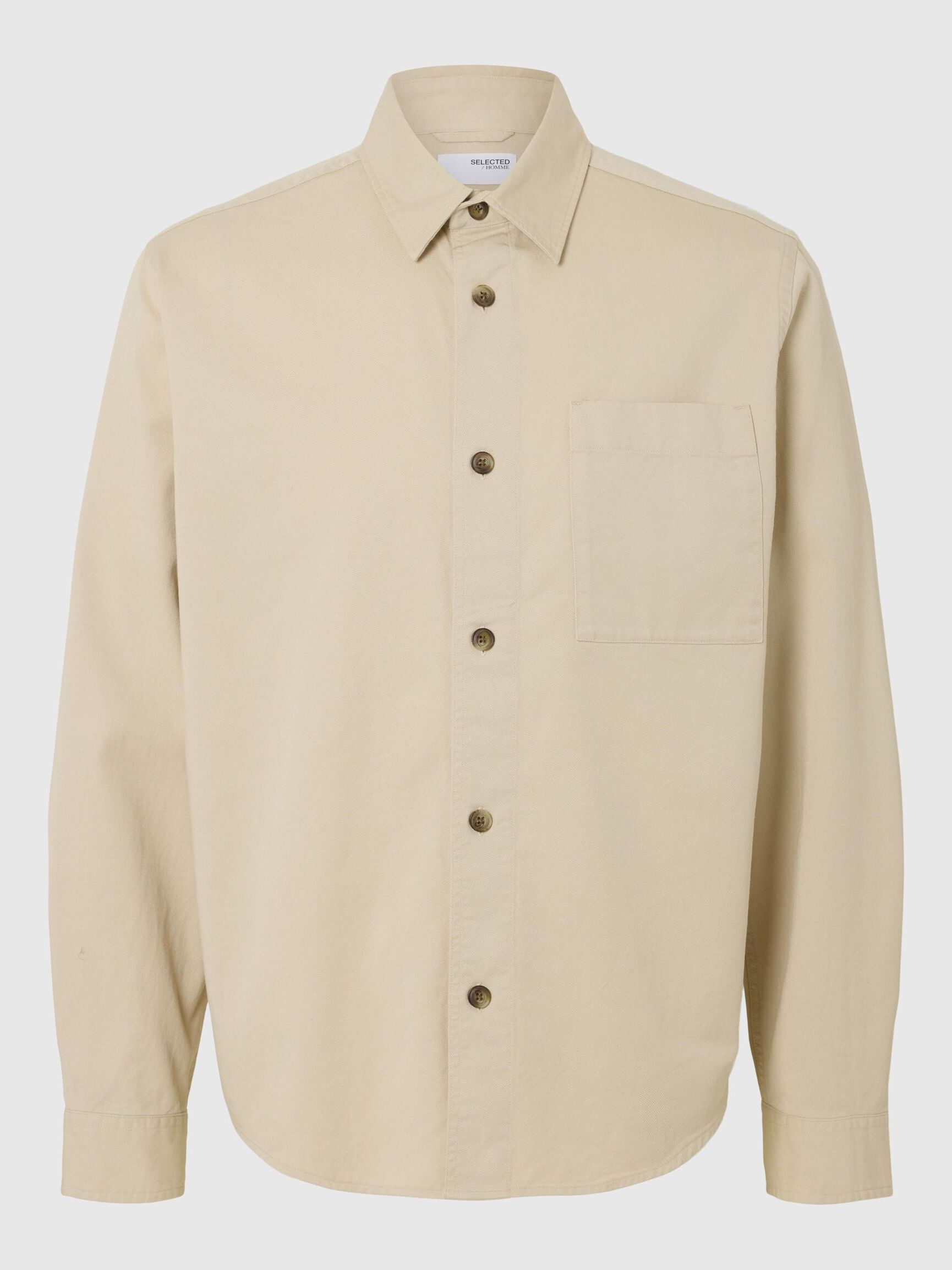 LANGE MOUWEN OVERSHIRT, Oatmeal, highres