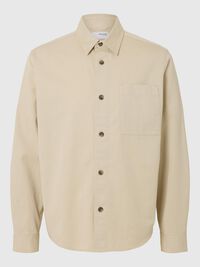 LANGE MOUWEN OVERSHIRT, Oatmeal, highres