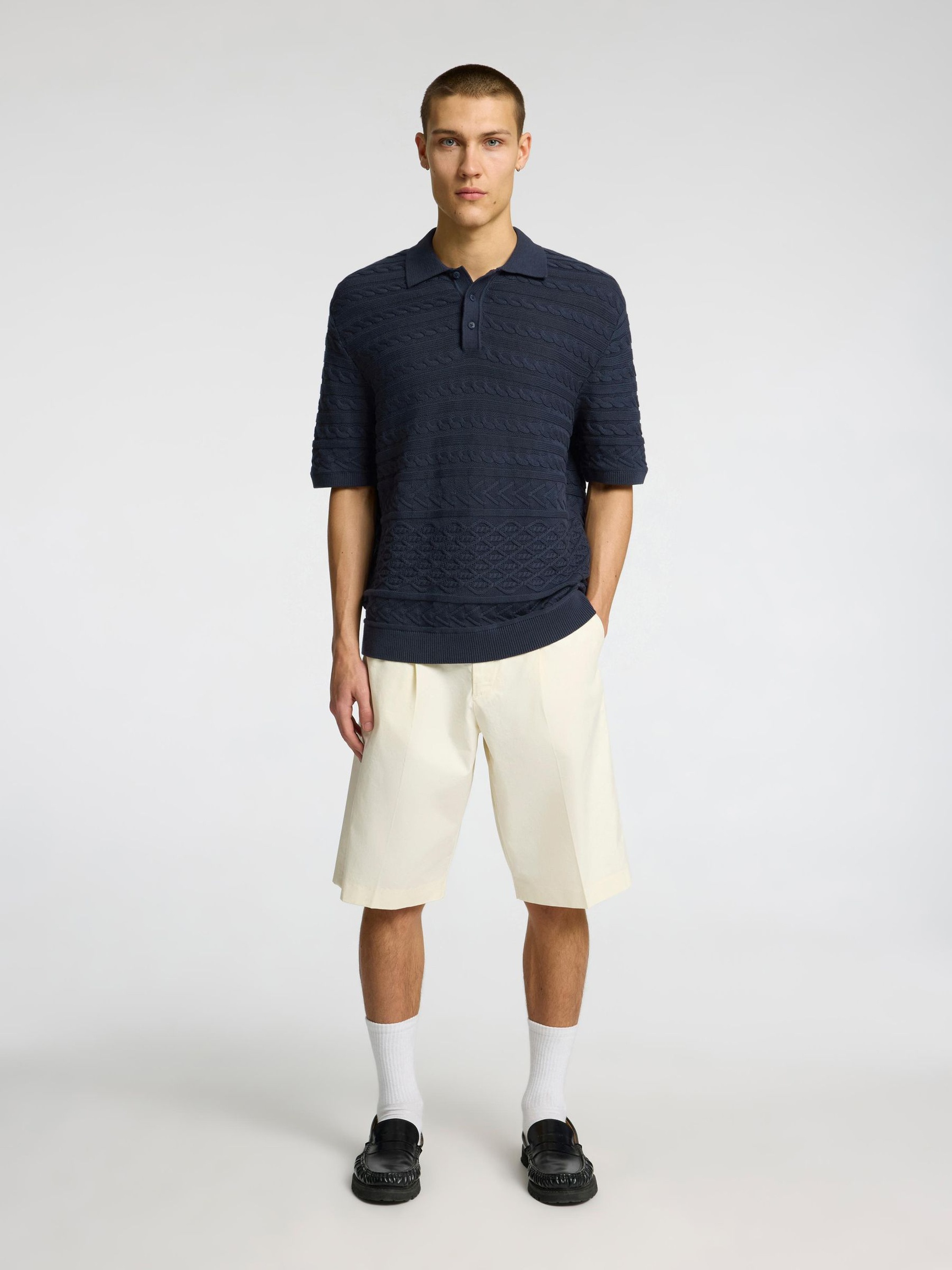 MANCHES COURTES POLO EN MAILLE, Outer Space, highres
