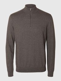 HALF-ZIP KNITTED JUMPER, Morel, highres
