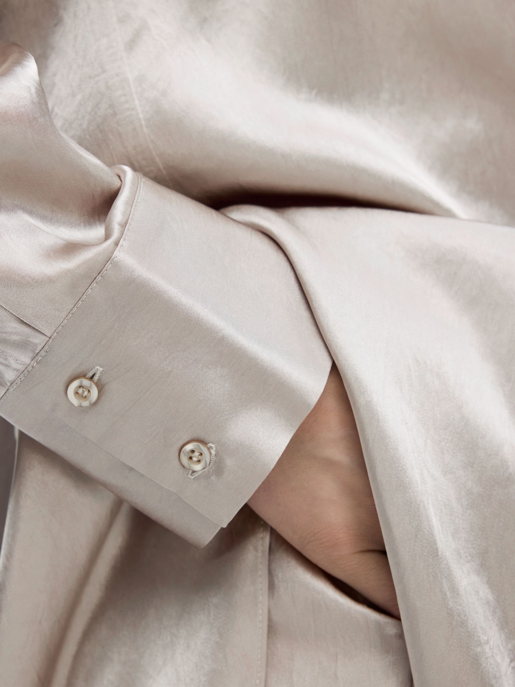 MANCHES LONGUES CHEMISE EN SATIN, Dove, highres