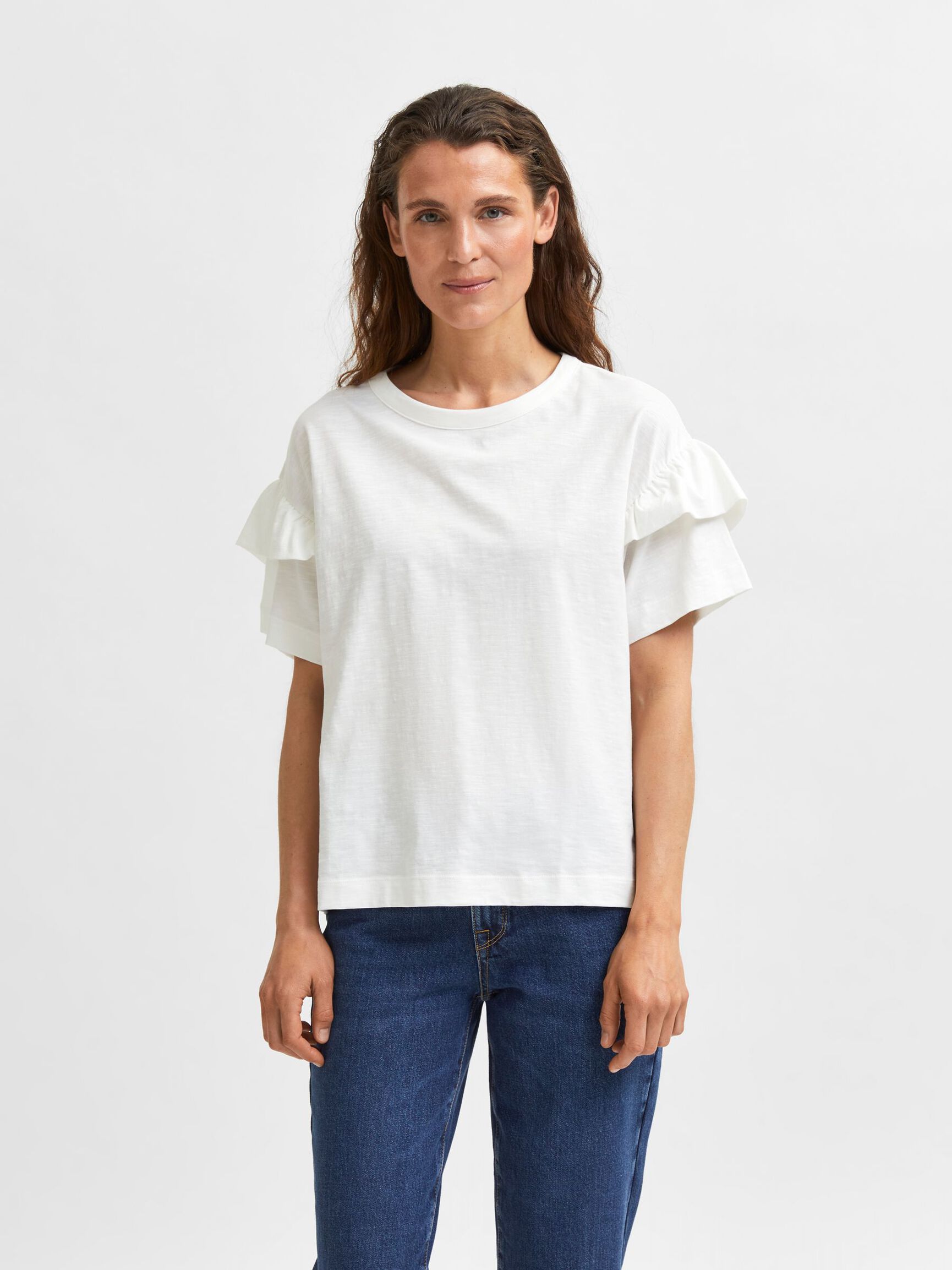 COTTON RUFFLE  T-SHIRT, Snow White, highres