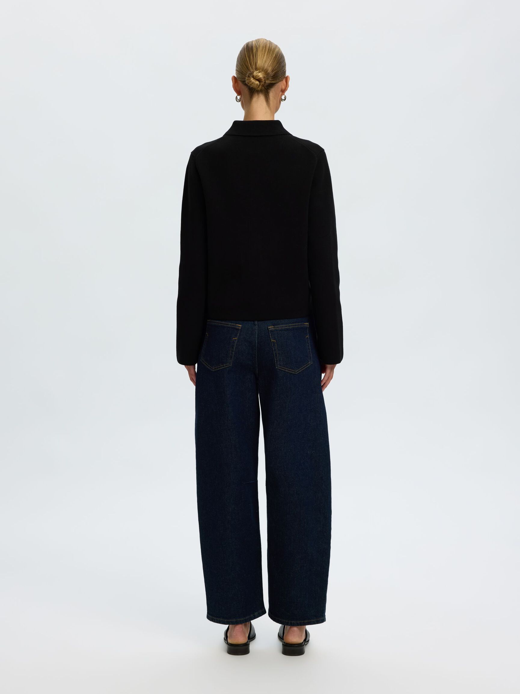 COTTON BLEND CARDIGAN, Black, highres