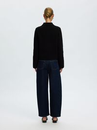 COTTON BLEND CARDIGAN, Black, highres