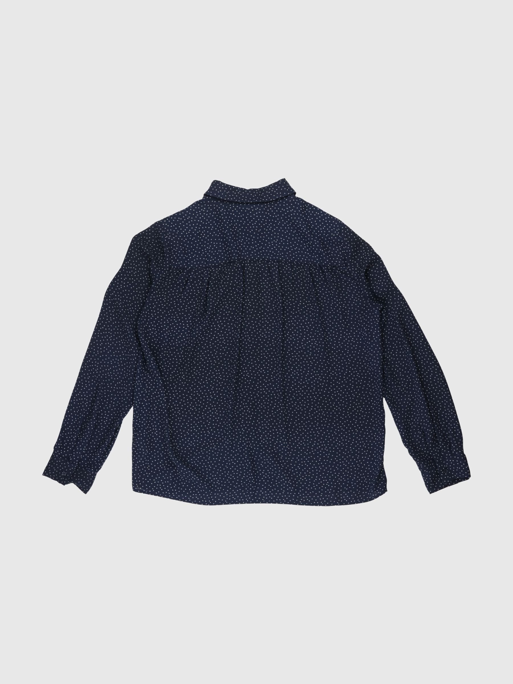 RECYCLED POLYESTER DOTTED SHIRT, Dark Sapphire, highres