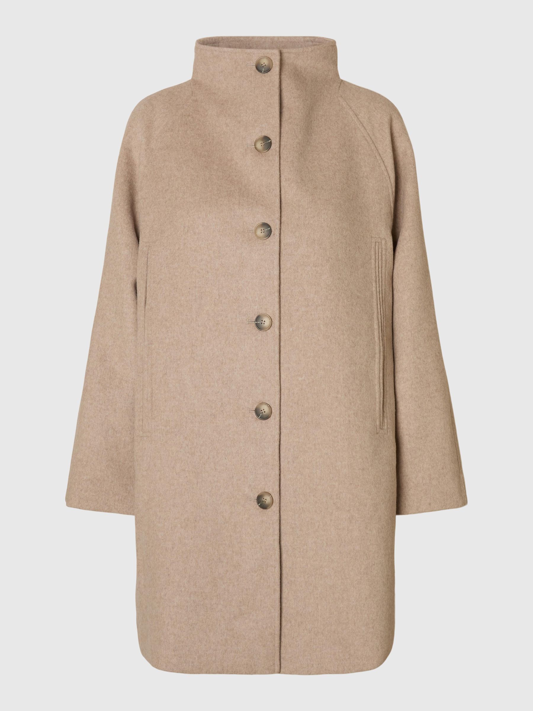 WOOL BLEND COAT, Sandshell, highres