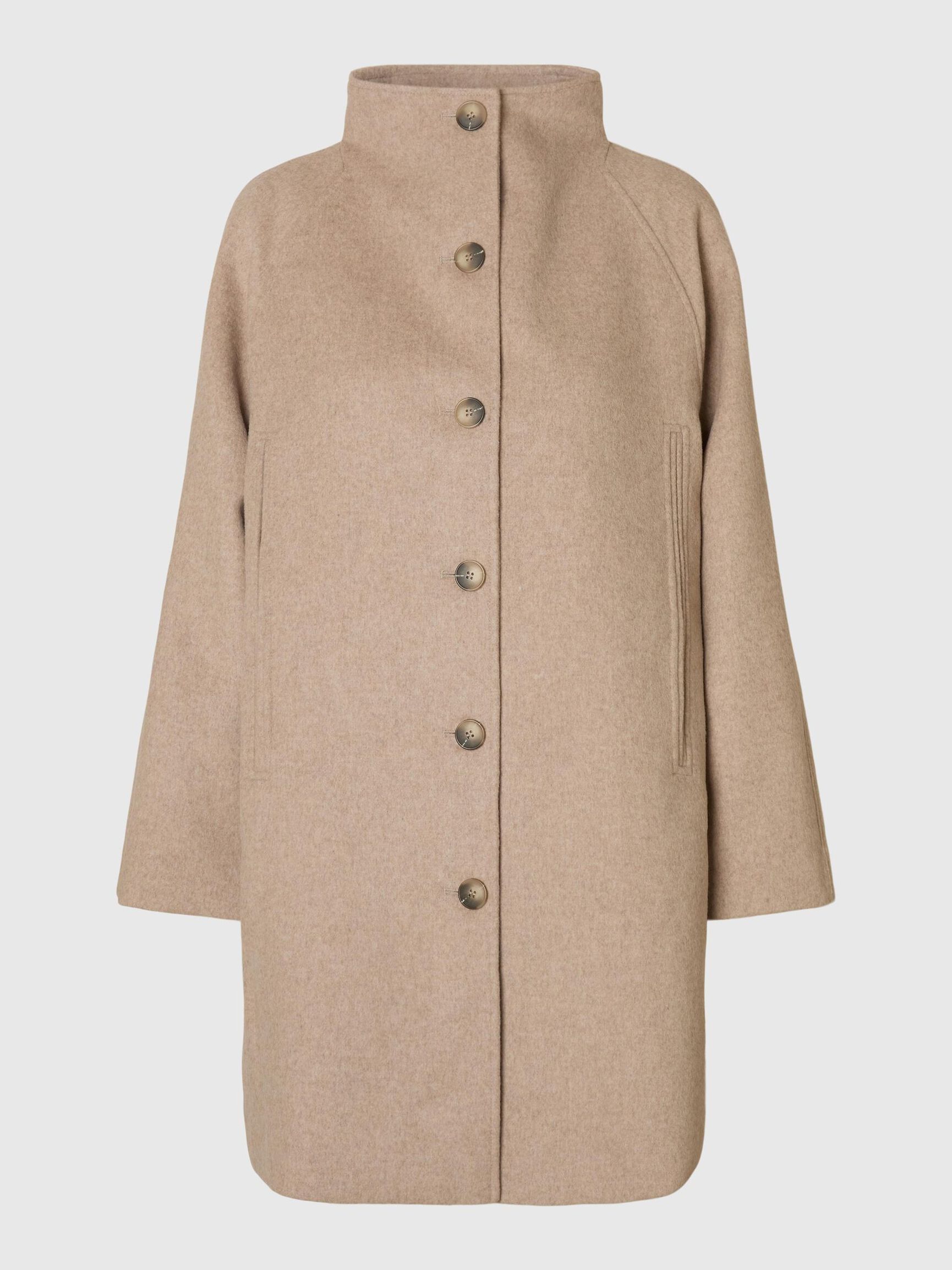 WOOL BLEND COAT, Sandshell, highres