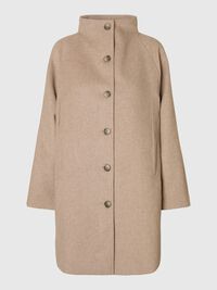 WOOL BLEND COAT, Sandshell, highres