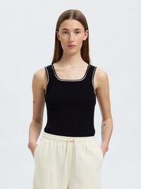 SLEEVELESS KNITTED TOP, Black, highres