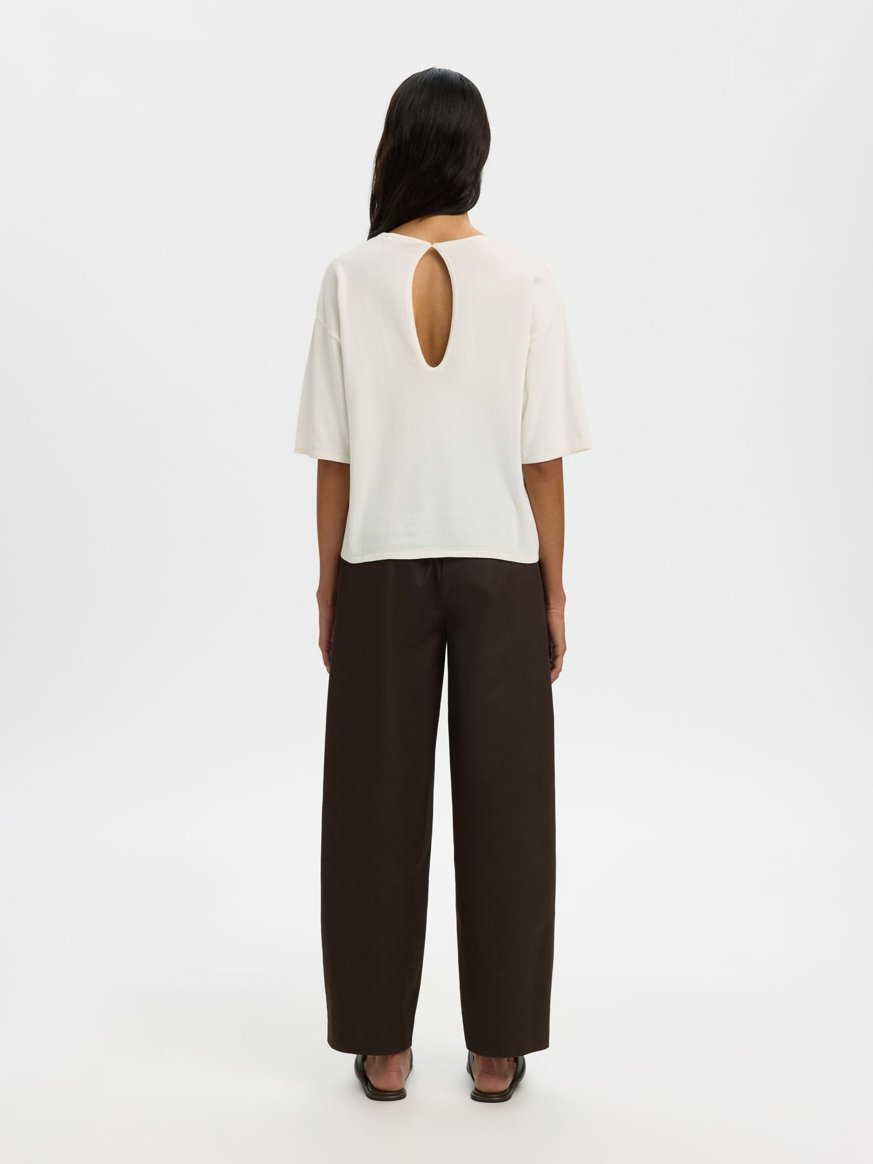 COTTON 2/4 SLEEVED BLOUSE, Snow White, highres