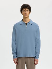HALF-ZIP PULLOVER, Dusty Blue, highres