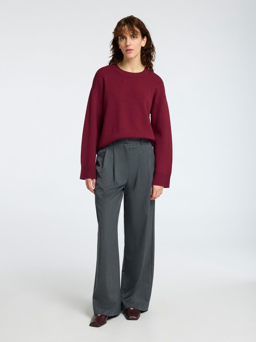 Selected VISCOSE BLEND KNITTED JUMPER, Zinfandel, highres - 16096169_Zinfandel_005.jpg