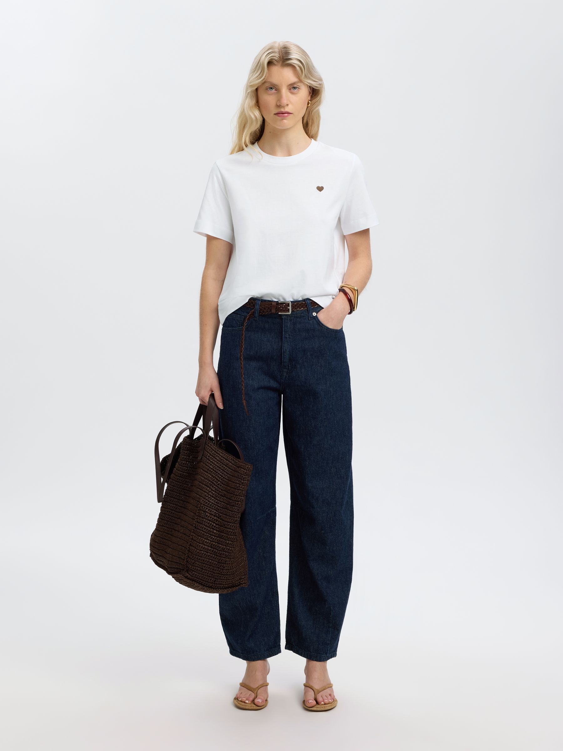 EMBROIDERED CREWNECK T-SHIRT, Bright White, highres