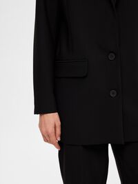 LONG RELAXED FIT SINGLE-BREASTED BLAZER, Black, highres