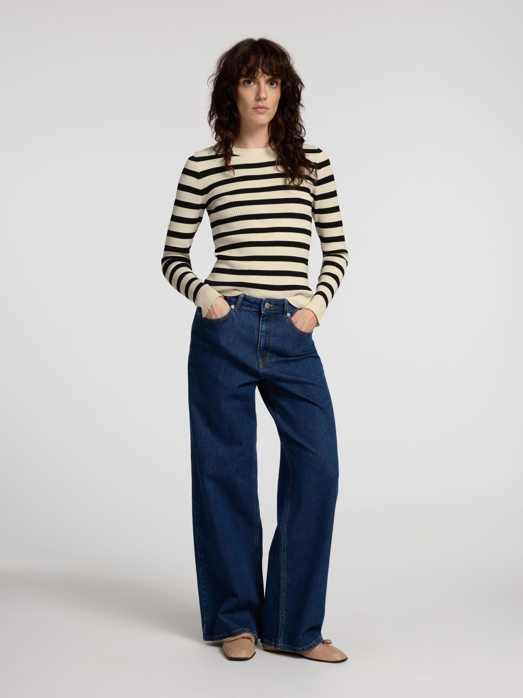 VISCOSE BLEND KNITTED TOP, Birch, highres