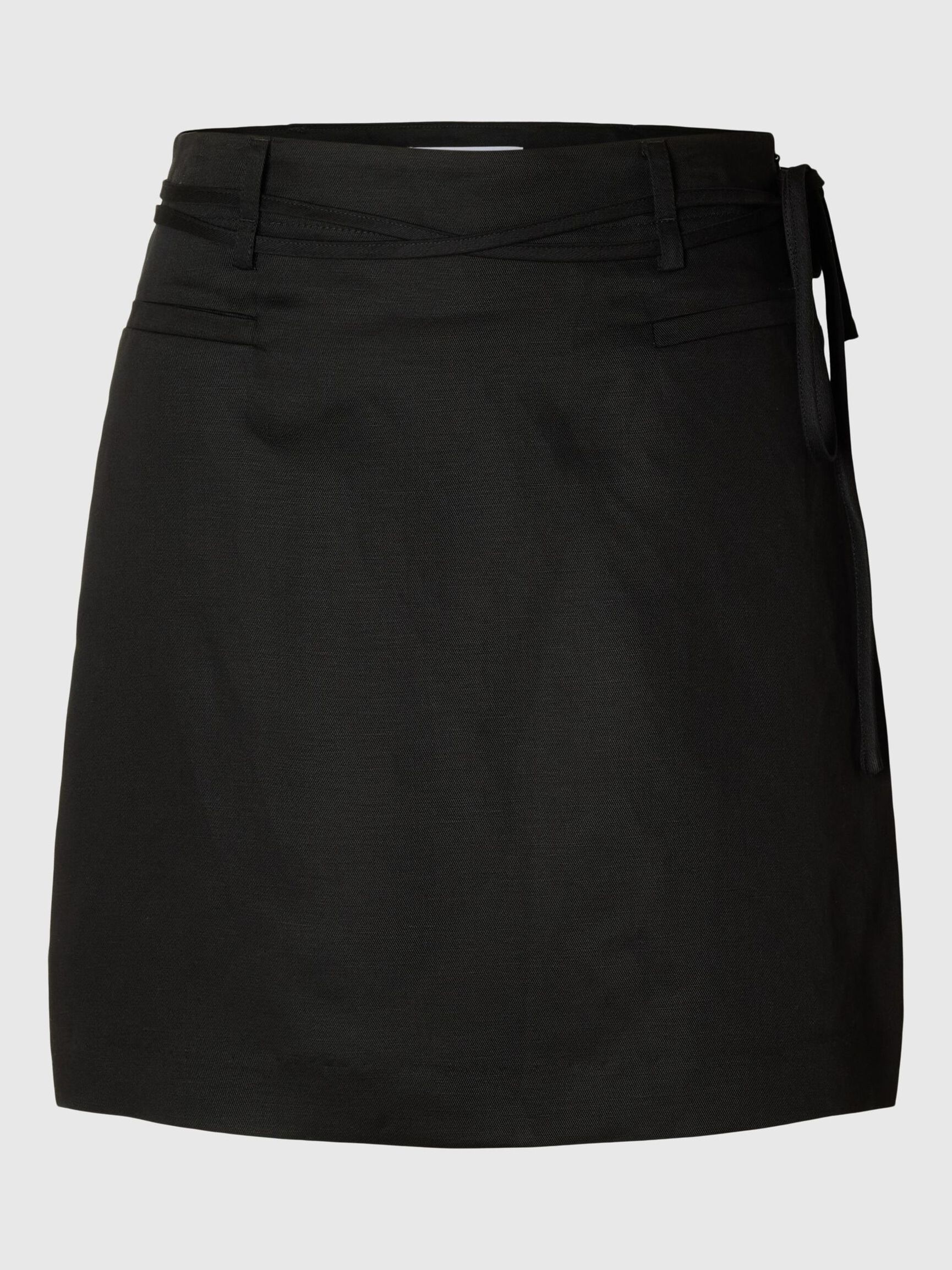 MÉLANGE DE LIN MINI-JUPE, Black, highres
