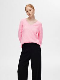 WOLLGEMISCH V-AUSSCHNITT PULLOVER, Peony, highres