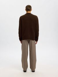 WOOL BLEND KNITTED CARDIGAN, Demitasse, highres